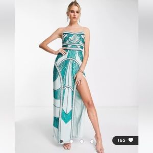 ASOS DESIGN balaeric embellished maxi dress in blue